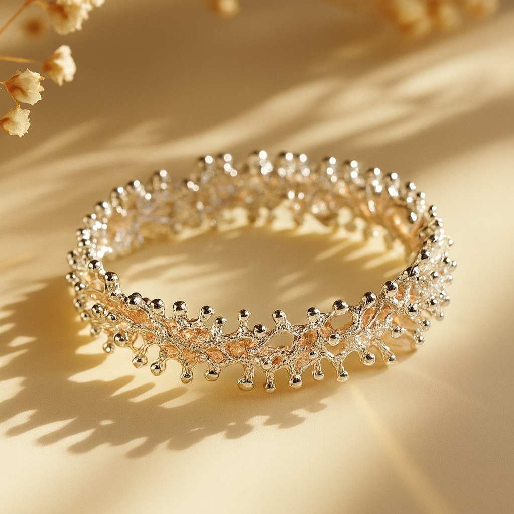 Coral-Inspired Silver Bracelet