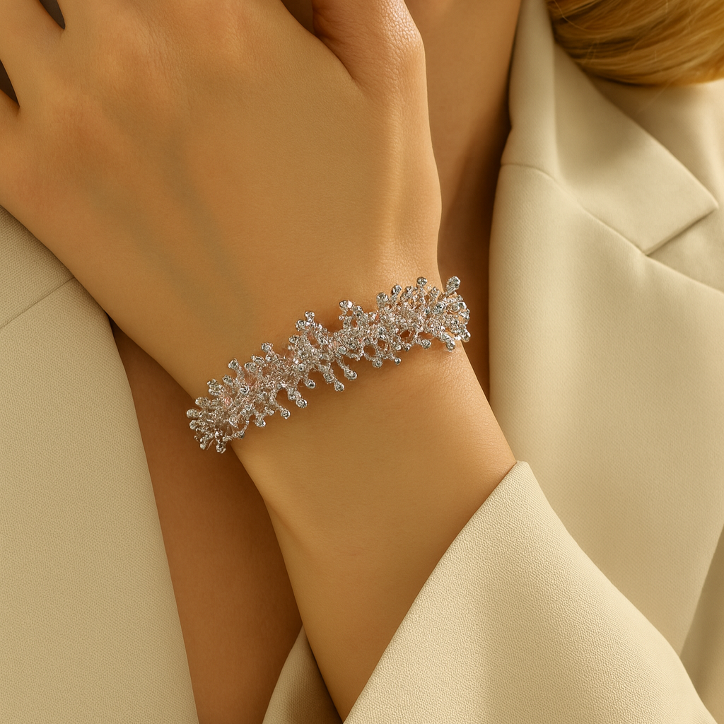 Coral-Inspired Silver Bracelet
