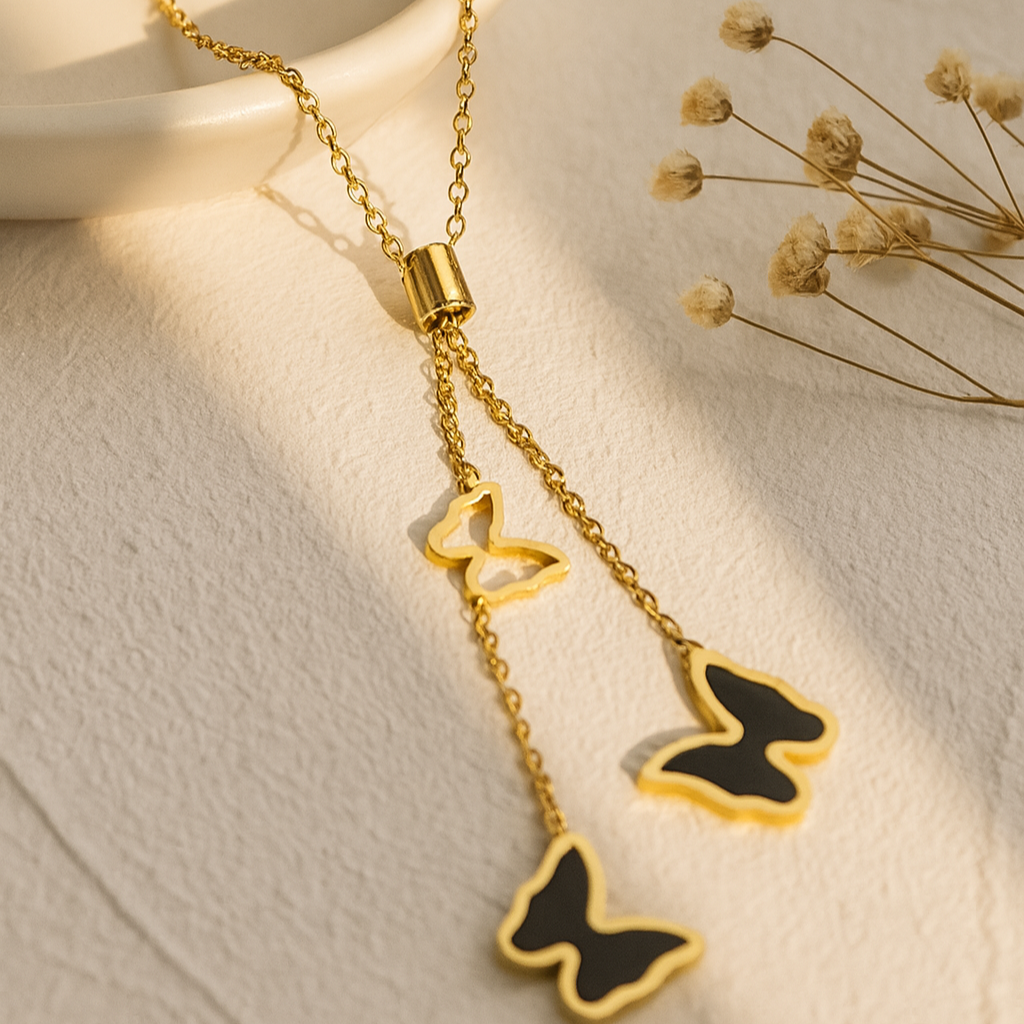 Golden Butterfly Pendant Necklace