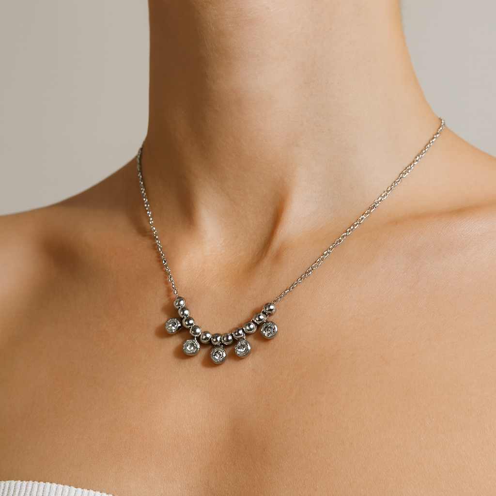Silver Sparkle Drop Necklace