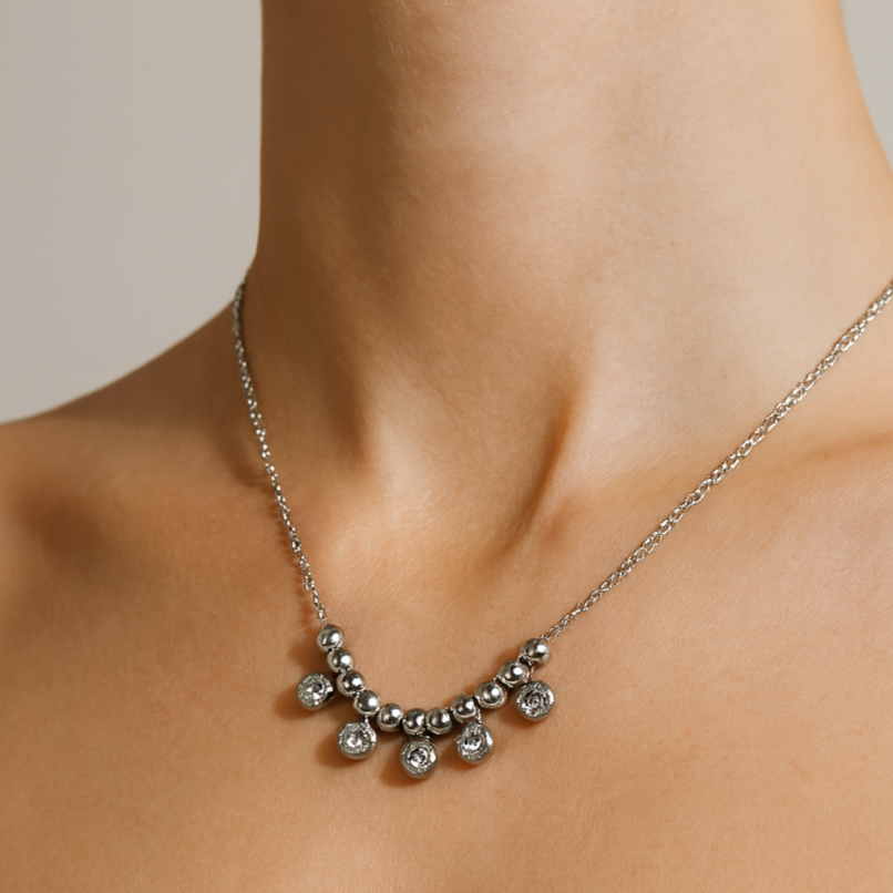 Silver Sparkle Drop Necklace