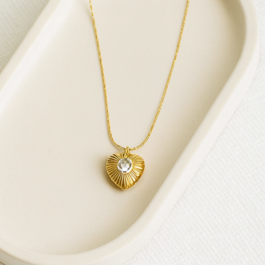 Heart Pendant Necklace with Crystal Accent