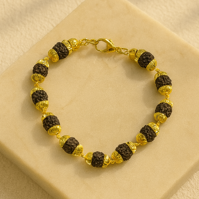 Gold-Plated Rudraksha Bracele