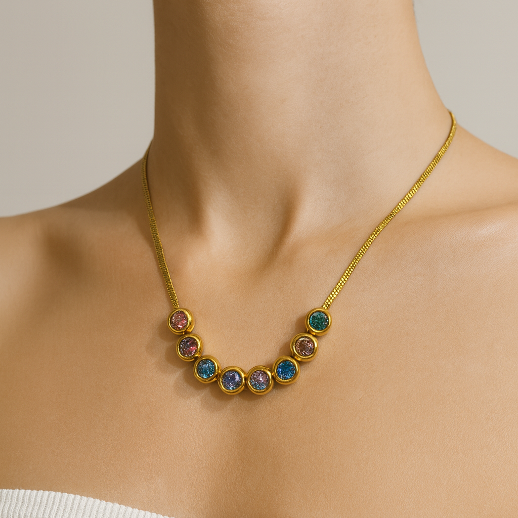 Golden Rainbow Crystal Necklace