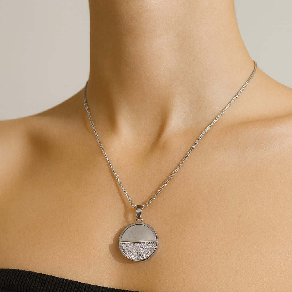 Modern Shine Half-Crystal Necklace