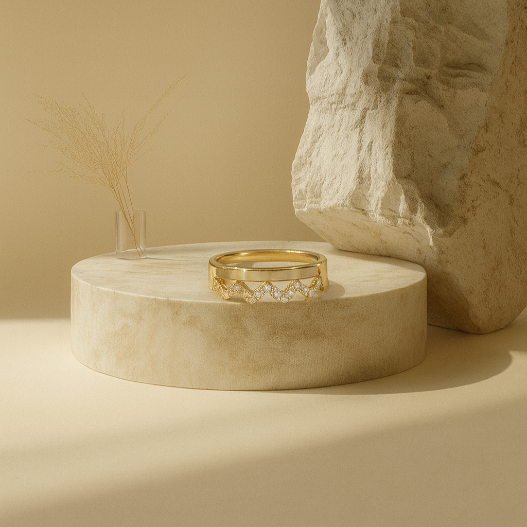 Golden Sparkle Zigzag Ring