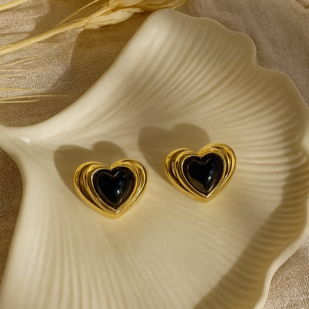 Black Heart Stud Earrings