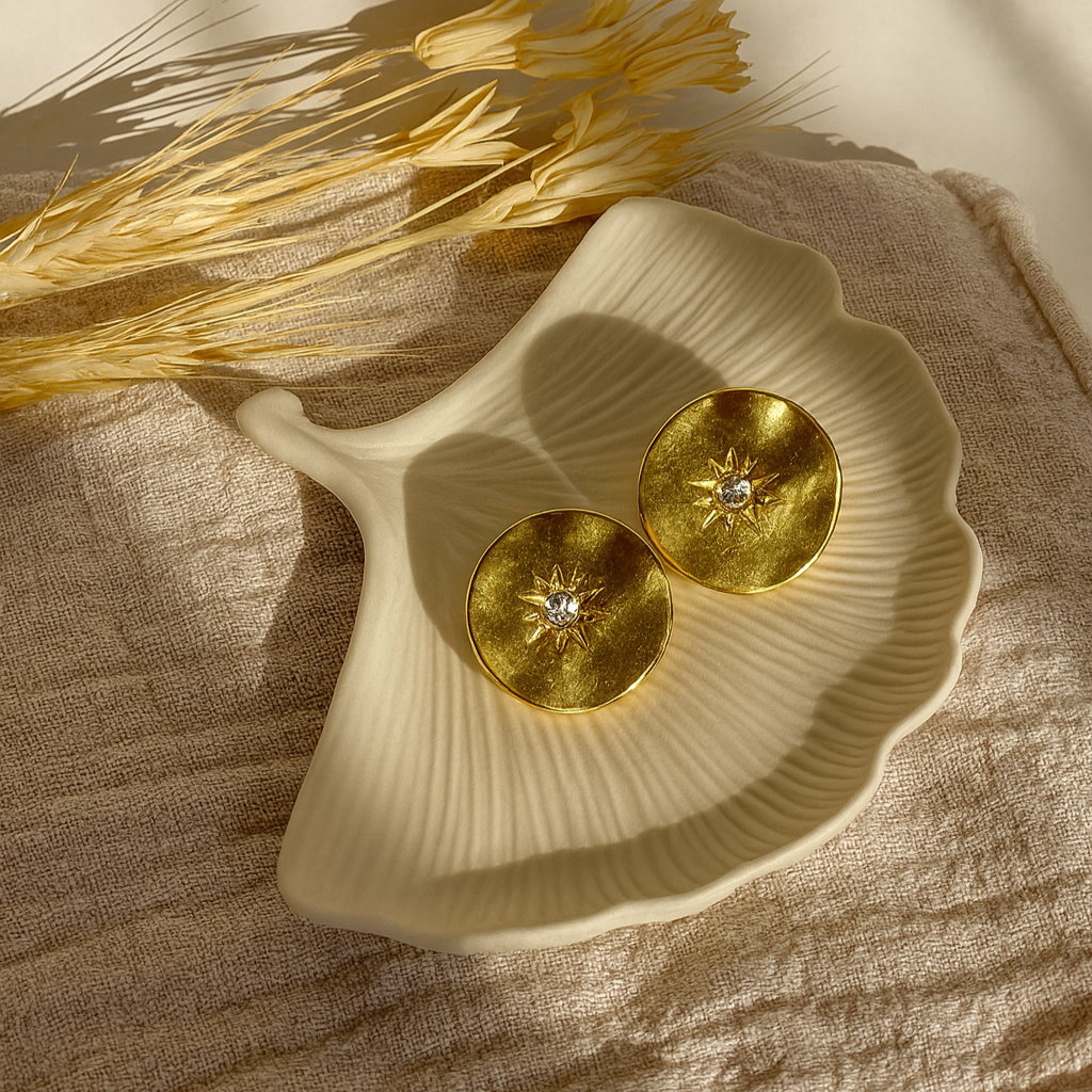 Golden Sunburst Stud Earrings