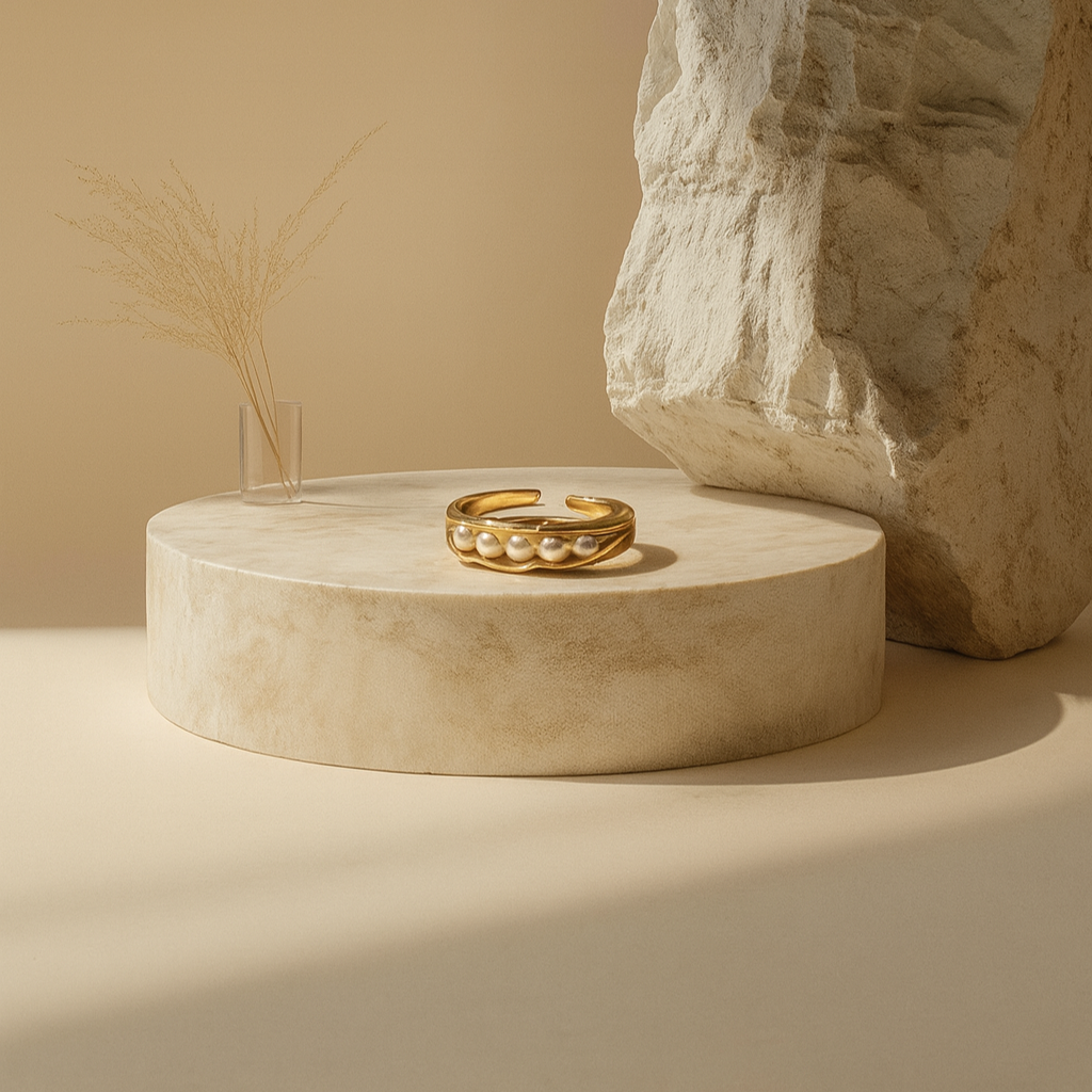 Golden Grace Pearl Ring adjustable