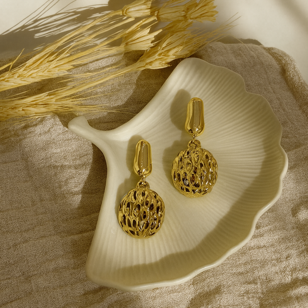 Golden Filigree Drop Earrings
