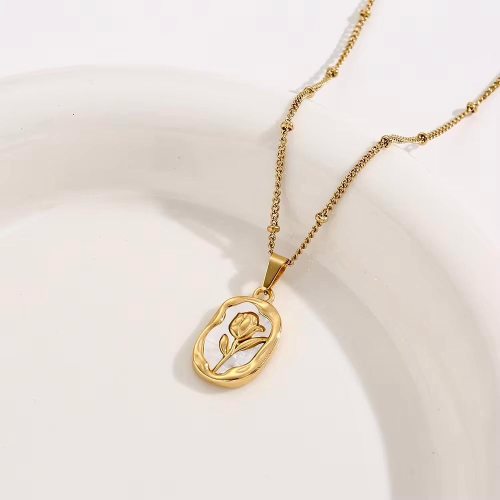 Gold Tulip Pendant Necklace