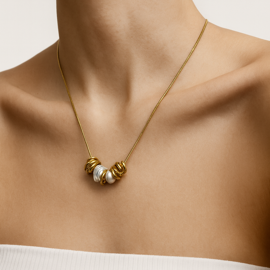 Modern Charm Pearl Bead Necklace