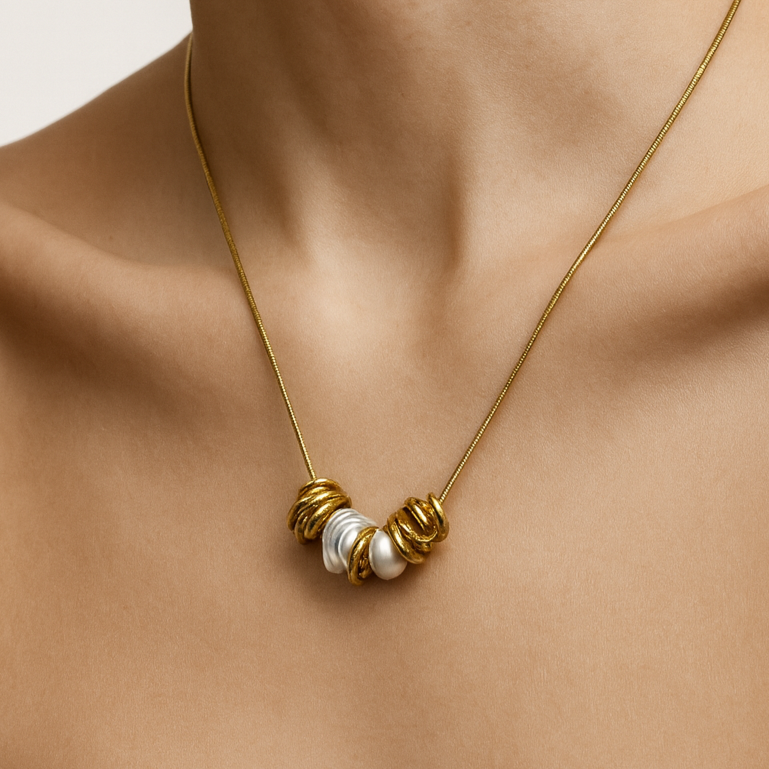 Modern Charm Pearl Bead Necklace