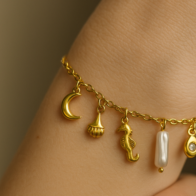 Gold charm bracelet