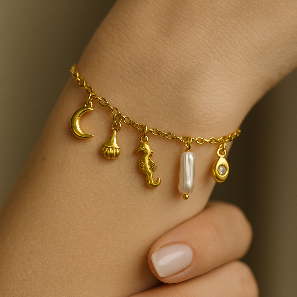 Gold charm bracelet