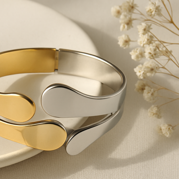 Dual-Tone Gold & Silver Cuff Bracelet