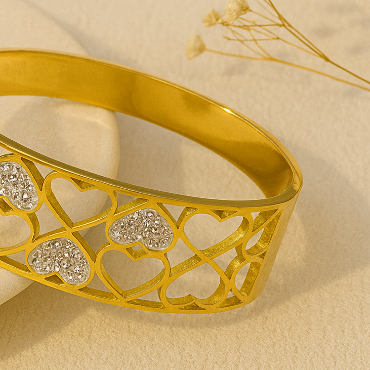 Timeless Love Heart Gold Bangle