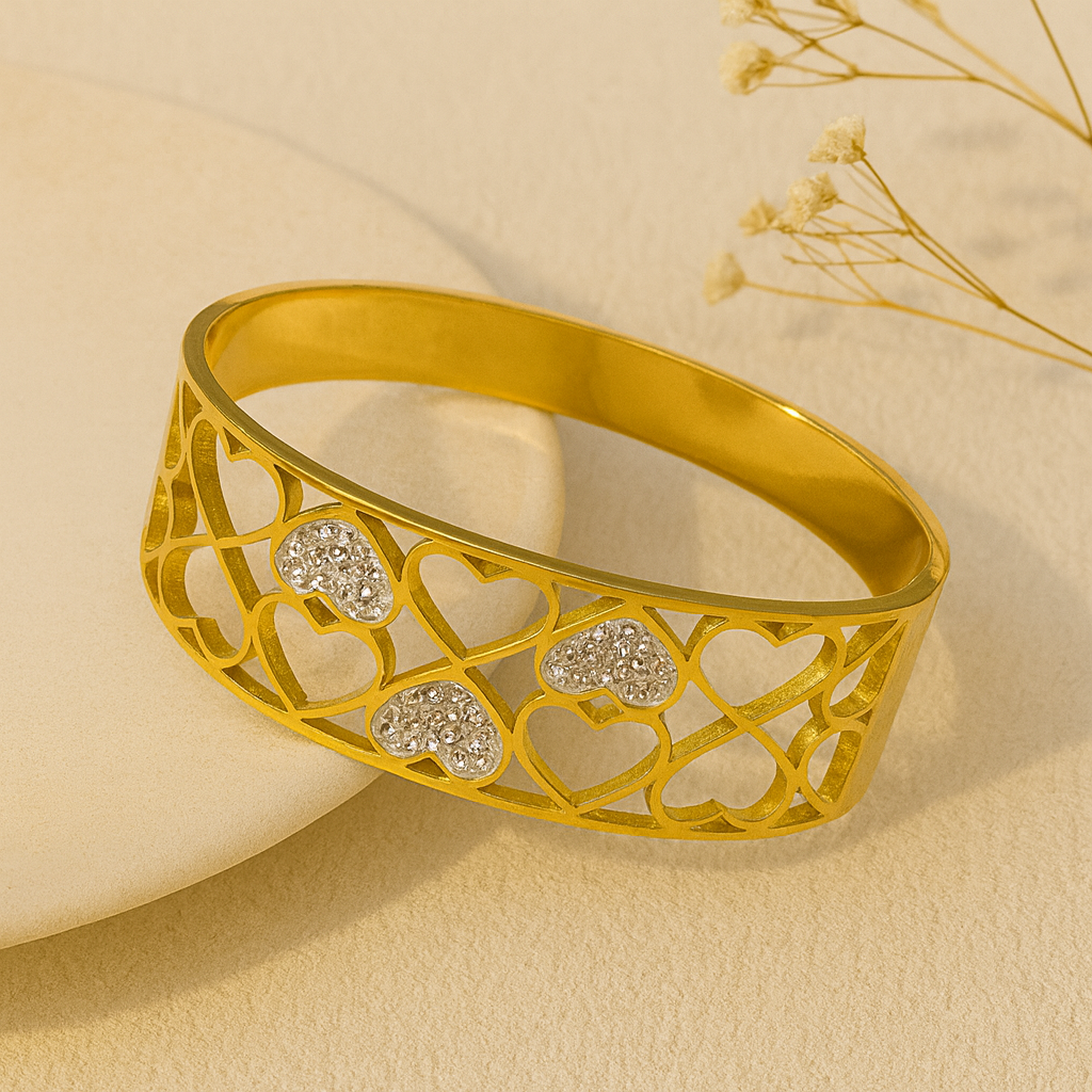 Timeless Love Heart Gold Bangle