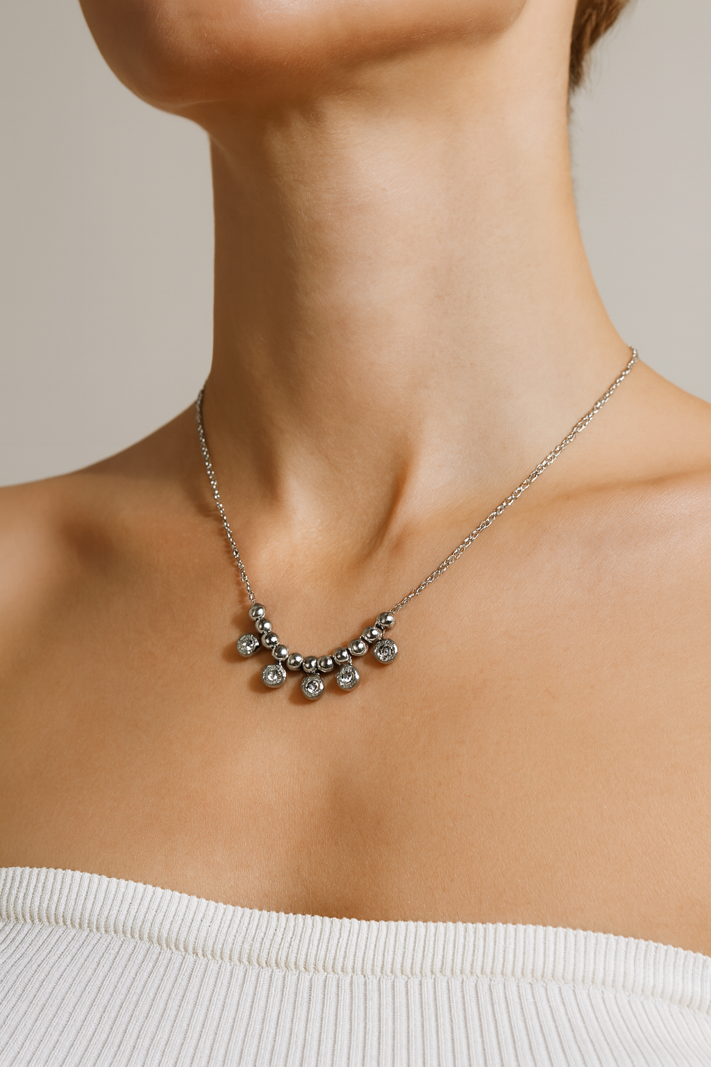Silver Sparkle Drop Necklace