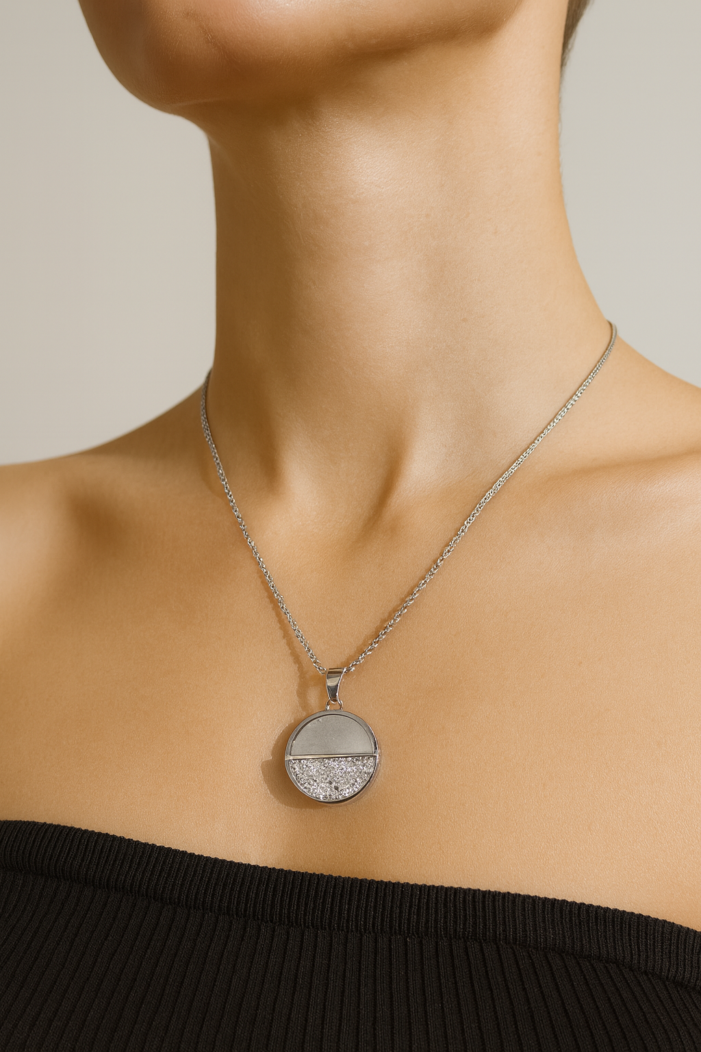 Modern Shine Half-Crystal Necklace