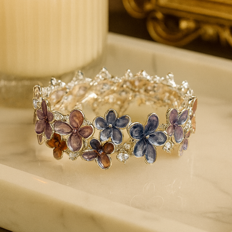 Floral Crystal Bracelet (Stretchable)