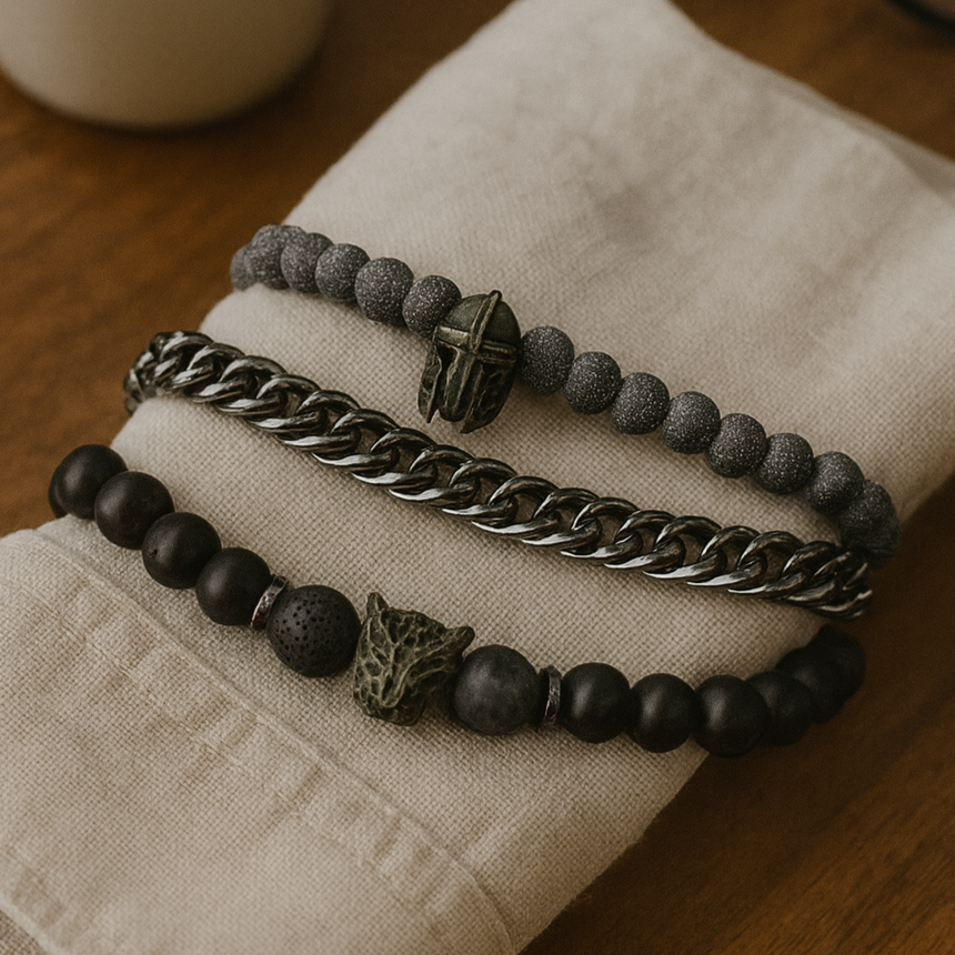 Warrior Beaded & Chain Bracelet Set