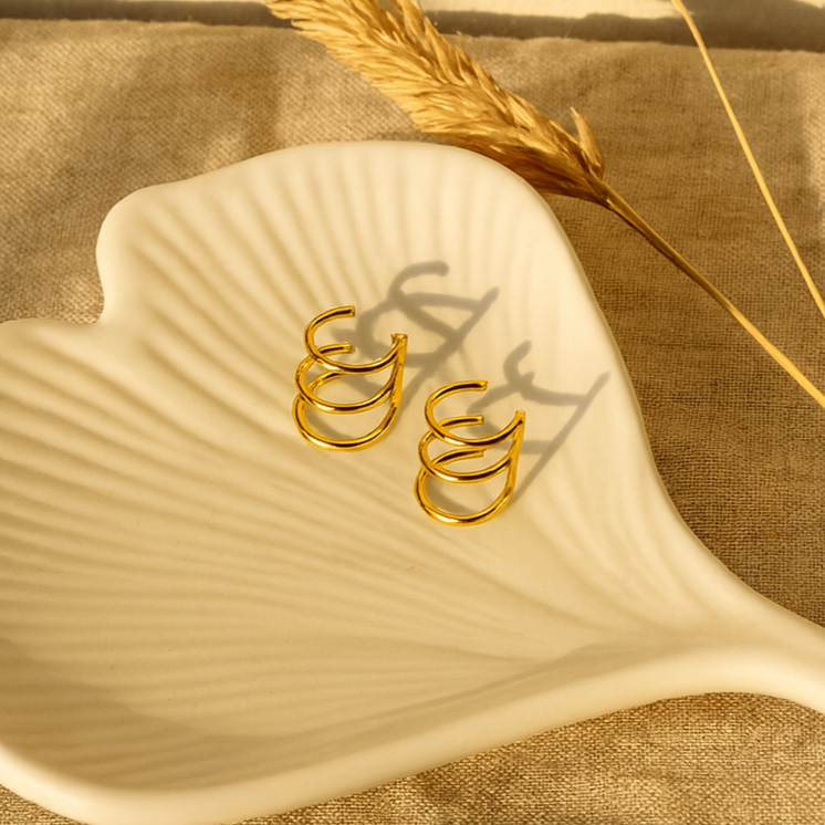 Triple Hoop Gold Earrings