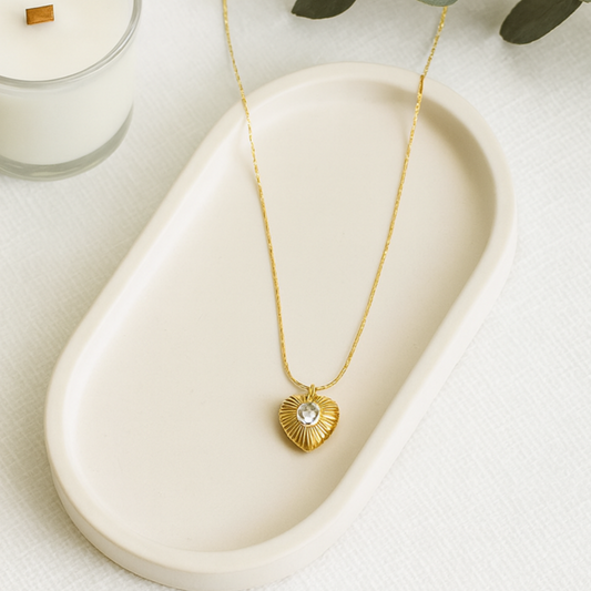 Heart Pendant Necklace with Crystal Accent