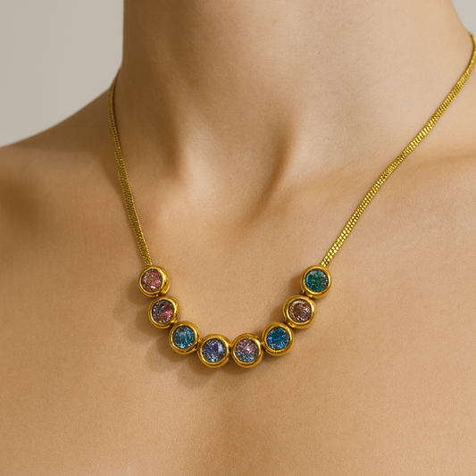 Golden Rainbow Crystal Necklace