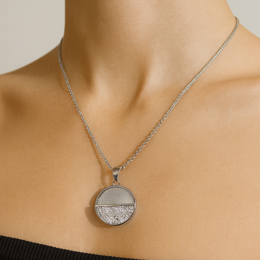 Modern Shine Half-Crystal Necklace