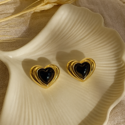 Black Heart Stud Earrings
