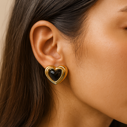 Black Heart Stud Earrings