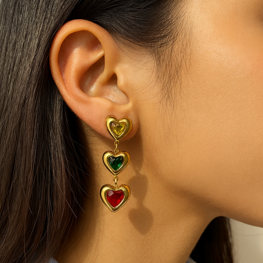 Multicolor Heart Drop Earrings