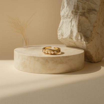 Golden Grace Pearl Ring adjustable