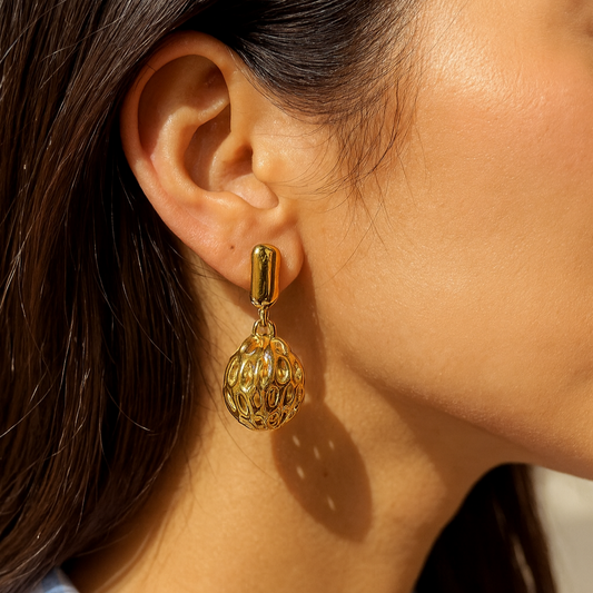 Golden Filigree Drop Earrings