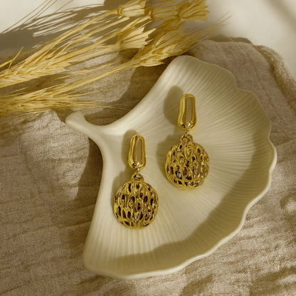 Golden Filigree Drop Earrings