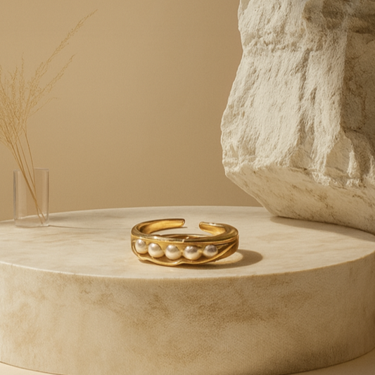Golden Grace Pearl Ring adjustable