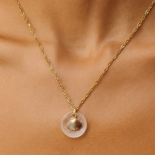 Golden Seashell Charm Necklace