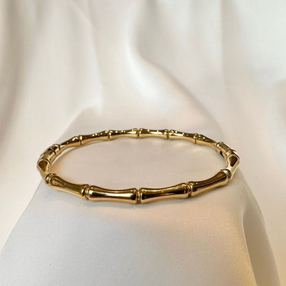 Gold Bamboo-Style Bangle Bracelet