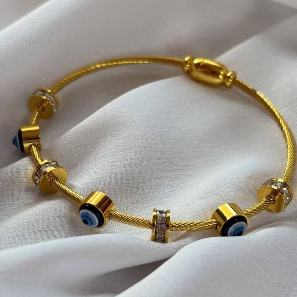 Gold Evil Eye Charm Bracelet