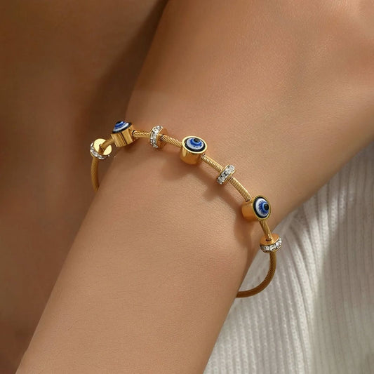 Gold Evil Eye Charm Bracelet