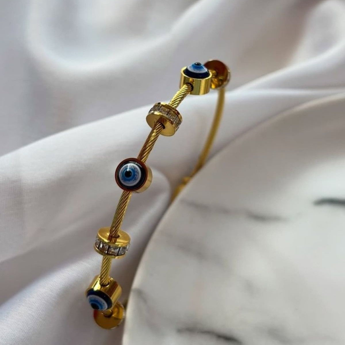 Gold Evil Eye Charm Bracelet
