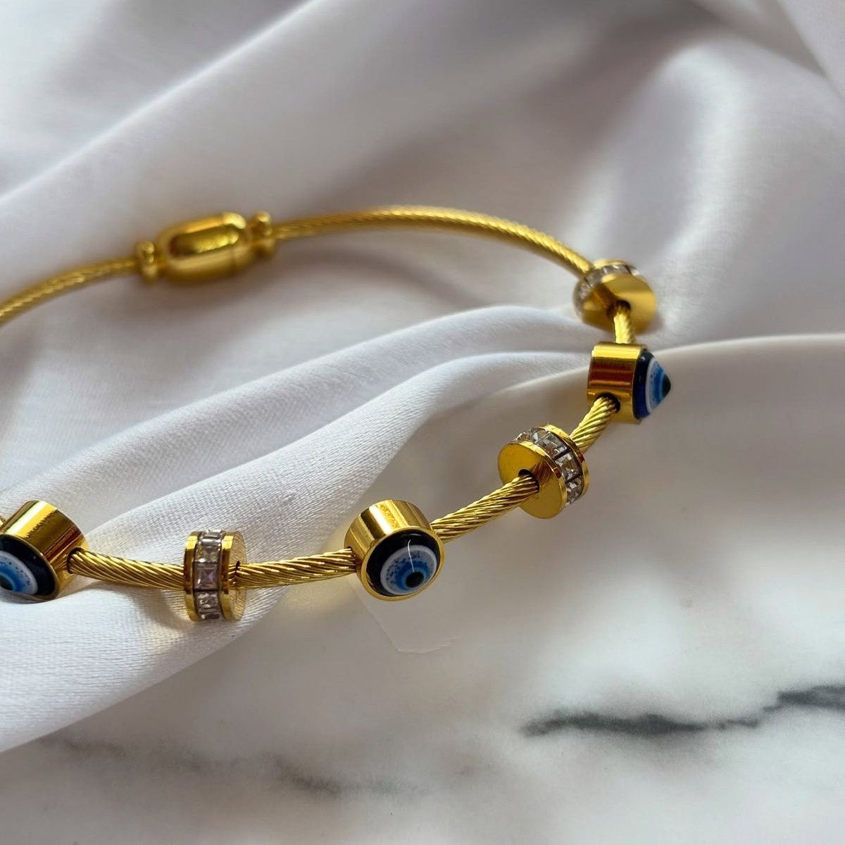 Gold Evil Eye Charm Bracelet