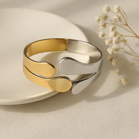 Dual-Tone Gold & Silver Cuff Bracelet