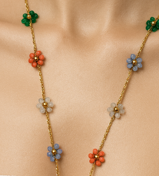 Multicolor Floral Beaded Necklace
