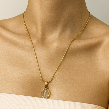 Classic Oval Crystal Pendant Necklace