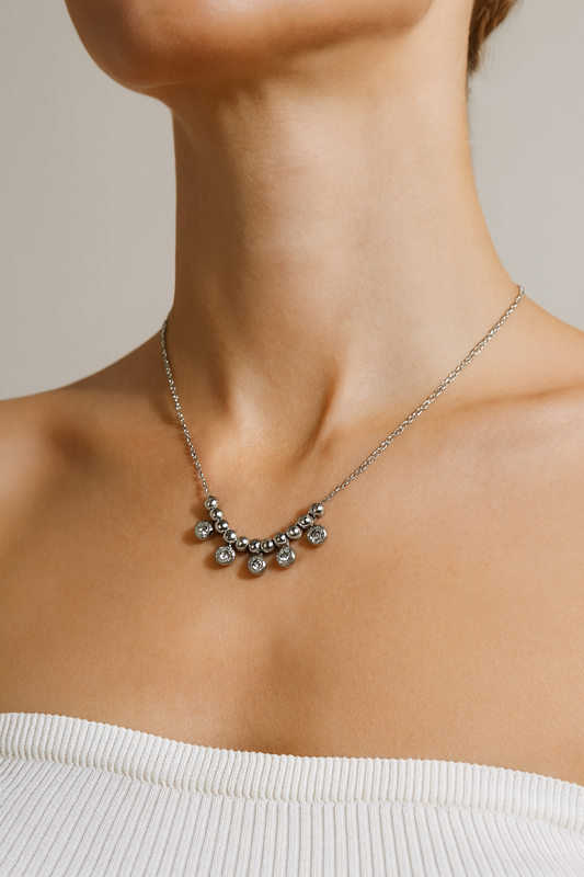 Silver Sparkle Drop Necklace