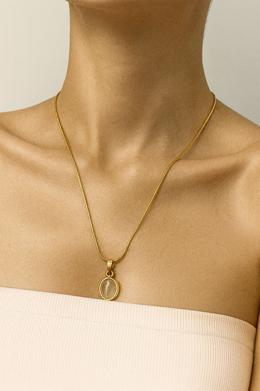 Classic Oval Crystal Pendant Necklace