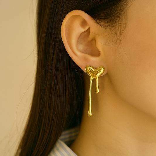 Gold Drip Heart Earrings