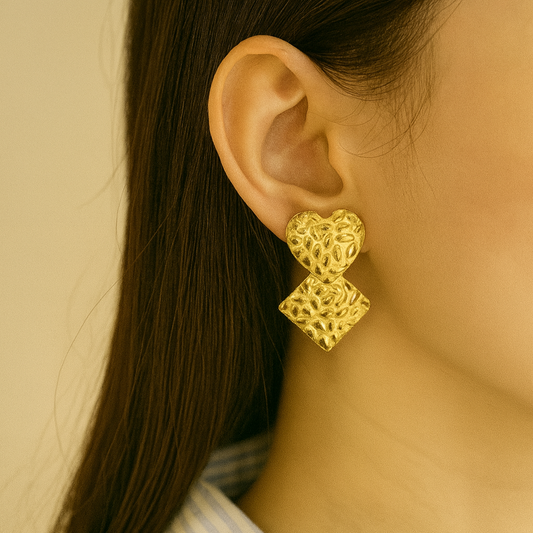 Heart & Square Drop Earrings
